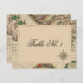 Antiek Oude Wereldkaart Trouwtafel Nummer Briefkaart (Voorkant / Achterkant)