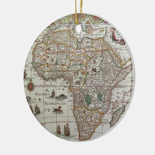Antiek Oude Wereldkaart van Afrika, c. 1635 Keramisch Ornament (Links)