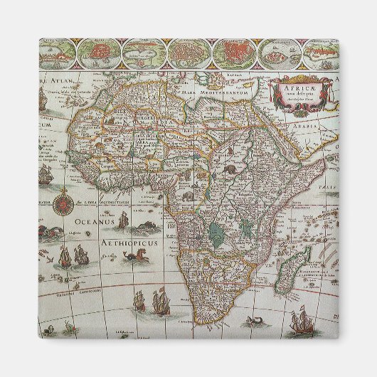 Antiek Oude Wereldkaart van Afrika, c. 1635 Magneet (Voorkant)