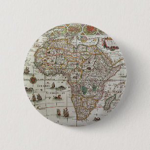 Antiek Oude Wereldkaart van Afrika, c. 1635 Ronde Button 5,7 Cm