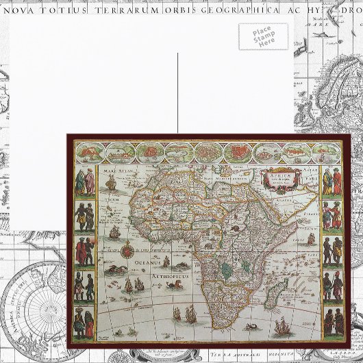 Antiek Oude Wereldkaart van Afrika door Blaeu, ca. Briefkaart
