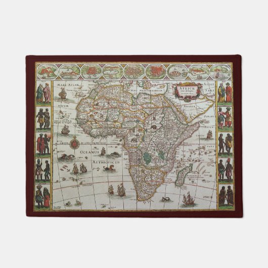 Antiek Oude Wereldkaart van Afrika door Blaeu, ca. Deurmat (Voorkant)