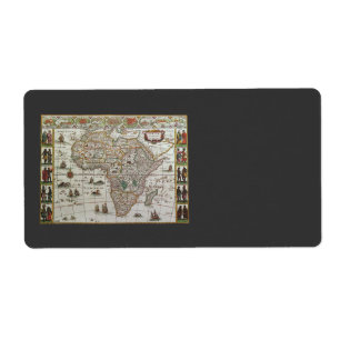 Antiek Oude Wereldkaart van Afrika door Blaeu, ca. Etiket