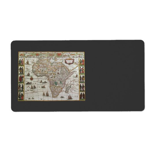 Antiek Oude Wereldkaart van Afrika door Blaeu, ca. Etiket (Voorkant)