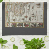 Antiek Oude Wereldkaart van Afrika door Blaeu, ca. Theedoek (Gevouwen)