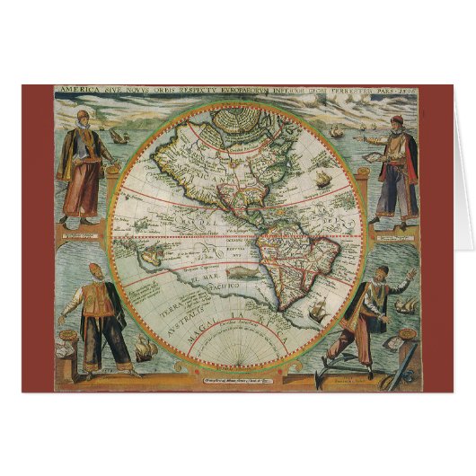 Antiek Oude Wereldkaart van Amerika, 1597 (Voorkant Horizontaal)