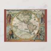 Antiek Oude Wereldkaart van Amerika, 1597 Briefkaart (Voorkant)