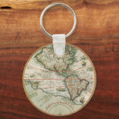 Antiek Oude Wereldkaart van Amerika, 1597 Sleutelhanger (Voorkant)