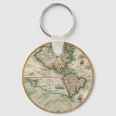 Antiek Oude Wereldkaart van Amerika, 1597 Sleutelhanger (Achterkant)