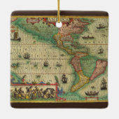 Antiek Oude Wereldkaart van Amerika, 1606 Keramisch Ornament (Achterkant)