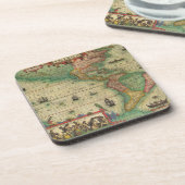 Antiek Oude Wereldkaart van Amerika, 1606 Onderzetter (Linkerzijde)