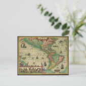 Antiek Oude Wereldkaart van Amerika door Hondius Briefkaart (Staand voorkant)