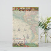 Antiek Oude Wereldkaart van Amerika door Hondius Briefpapier (Staand voorkant)