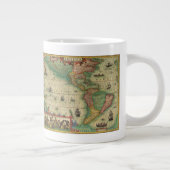 Antiek Oude Wereldkaart van Amerika door Hondius Grote Koffiekop (Rechts)