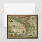 Antiek Oude Wereldkaart van Amerika door Hondius Kaart (Voorkant / Achterkant)