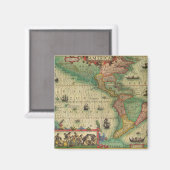 Antiek Oude Wereldkaart van Amerika door Hondius Magneet (Voorkant / Achterkant)