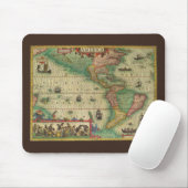 Antiek Oude Wereldkaart van Amerika door Hondius Muismat (Met muis)