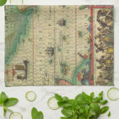 Antiek Oude Wereldkaart van Amerika door Hondius Theedoek (Gevouwen)