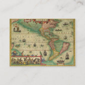 Antiek Oude Wereldkaart van Amerika door Hondius Visitekaartje (Achterkant)