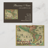 Antiek Oude Wereldkaart van Amerika door Hondius Visitekaartje (Voorkant / Achterkant)