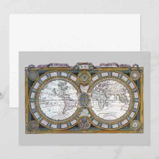 Antiek oude Wereldkaart van Claude Auguste Berey (Voorkant / Achterkant)