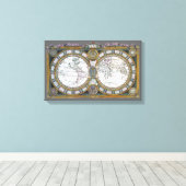 Antiek oude Wereldkaart van Claude Auguste Berey Canvas Afdruk (Insitu (Houten vloer))