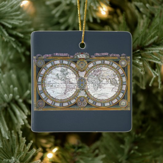 Antiek oude Wereldkaart van Claude Auguste Berey Keramisch Ornament (Boom)