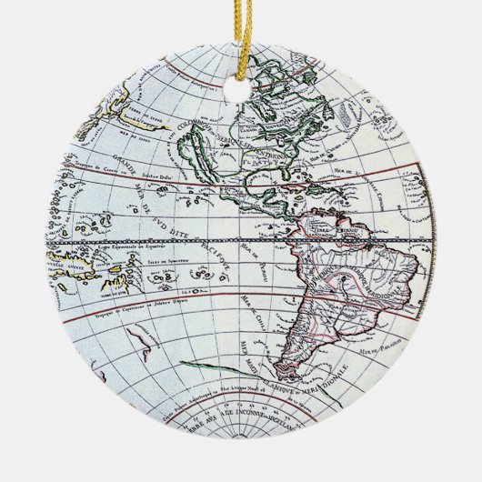 Antiek oude Wereldkaart van Claude Auguste Berey Keramisch Ornament (Voorkant)