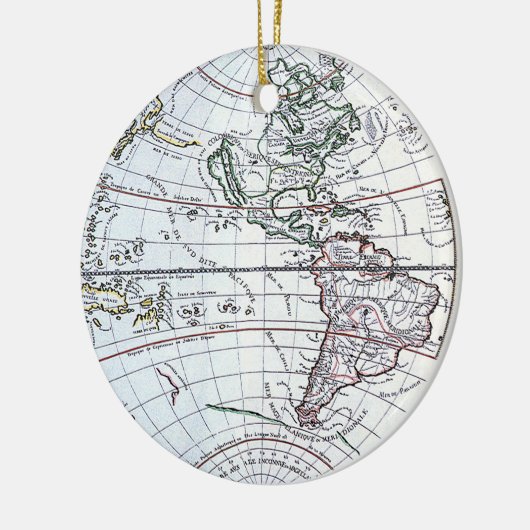 Antiek oude Wereldkaart van Claude Auguste Berey Keramisch Ornament (Links)