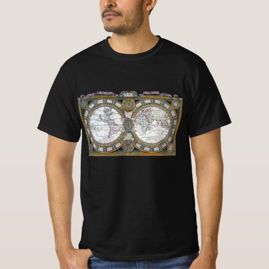 Antiek oude Wereldkaart van Claude Auguste Berey T-shirt (Voorkant)