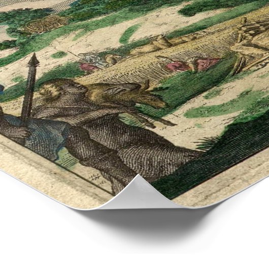 Antiek Oude Wereldkaart van de Wereld Poster (Hoek)