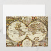 Antiek Oude Wereldkaart van Frederick de Wit, ca.  (Voorkant / Achterkant)