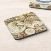 Antiek Oude Wereldkaart van Frederick de Wit, ca.  Bier Onderzetter (Linkerzijde)