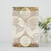 Antiek Oude Wereldkaart van Frederick de Wit, ca.  Briefpapier (Staand voorkant)