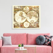 Antiek Oude Wereldkaart van Frederick de Wit, ca. Canvas Afdruk (Insitu (Woonkamer))