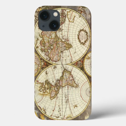 Antiek Oude Wereldkaart van Frederick de Wit, ca.  Case-Mate iPhone Case (Achterkant)