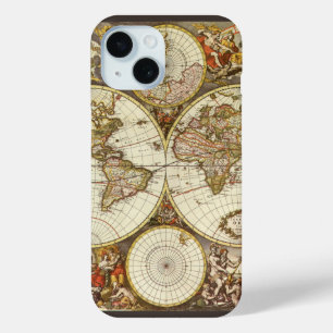 Antiek Oude Wereldkaart van Frederick de Wit, ca.  iPhone 15 Case