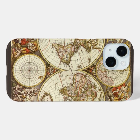 Antiek Oude Wereldkaart van Frederick de Wit, ca.  Case-Mate iPhone Case (Achterkant (horizontaal))