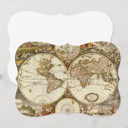 Antiek Oude Wereldkaart van Frederick de Wit, ca.  Kaart (Voorkant / Achterkant)