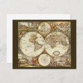 Antiek Oude Wereldkaart van Frederick de Wit, ca.  Kaart (Voorkant / Achterkant)