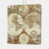 Antiek Oude Wereldkaart van Frederick de Wit, ca.  Keramisch Ornament (Links)