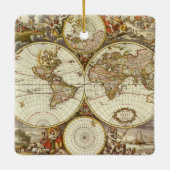 Antiek Oude Wereldkaart van Frederick de Wit, ca.  Keramisch Ornament (Achterkant)