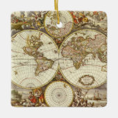 Antiek Oude Wereldkaart van Frederick de Wit, ca.  Keramisch Ornament (Voorkant)