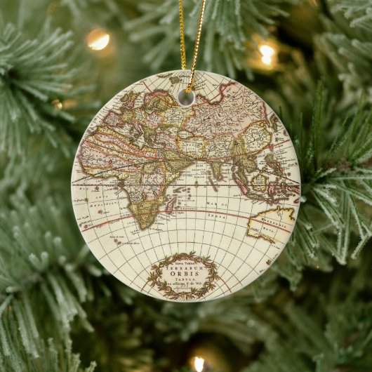 Antiek Oude Wereldkaart van Frederick de Wit, ca.  Keramisch Ornament (Boom)