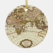 Antiek Oude Wereldkaart van Frederick de Wit, ca.  Keramisch Ornament (Voorkant)