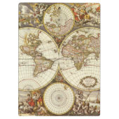 Antiek Oude Wereldkaart van Frederick de Wit, ca.  Klembord (Achterkant)