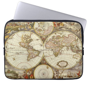 Antiek Oude Wereldkaart van Frederick de Wit, ca.  Laptop Sleeve