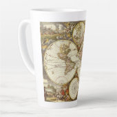 Antiek Oude Wereldkaart van Frederick de Wit, ca.  Latte Mok (Linkerhoek)