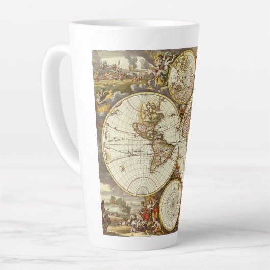 Antiek Oude Wereldkaart van Frederick de Wit, ca.  Latte Mok (Linkerhoek)