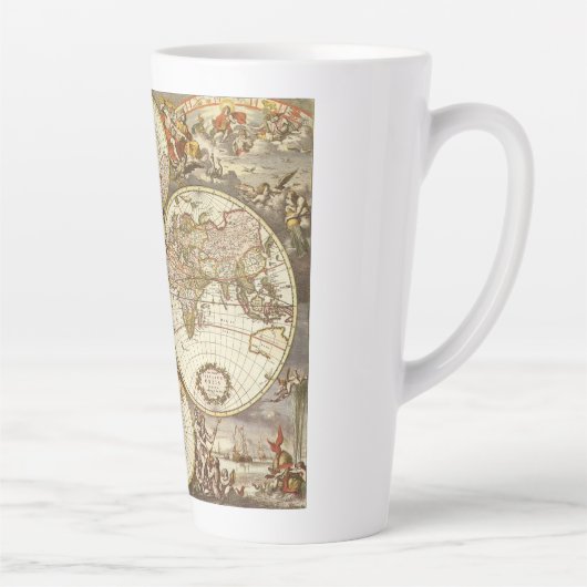 Antiek Oude Wereldkaart van Frederick de Wit, ca. Latte Mok (Rechts)